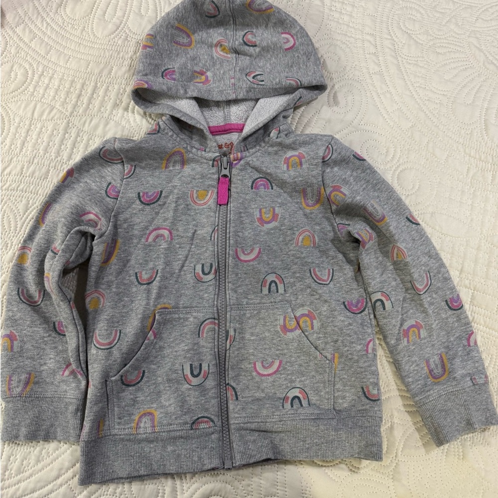 Gray Kids Hoodie with Rainbow Print